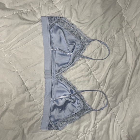 Blue Satin and Lace Bralette - Picture 3 of 4